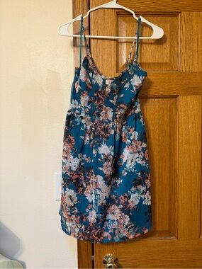 Floral Spaghetti-Strap womensDress - Teal Floral